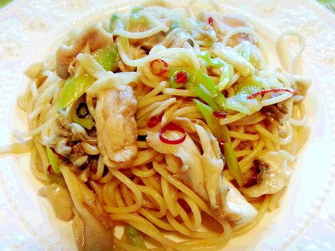 ある物で♪ 和風ペペロンチーノ パスタ☆